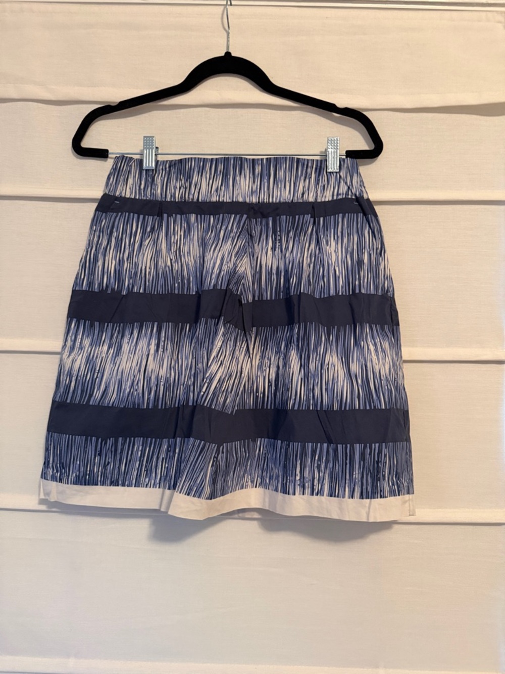 Banana Republic Navy and White Striped Brushstroke A-Line Skirt